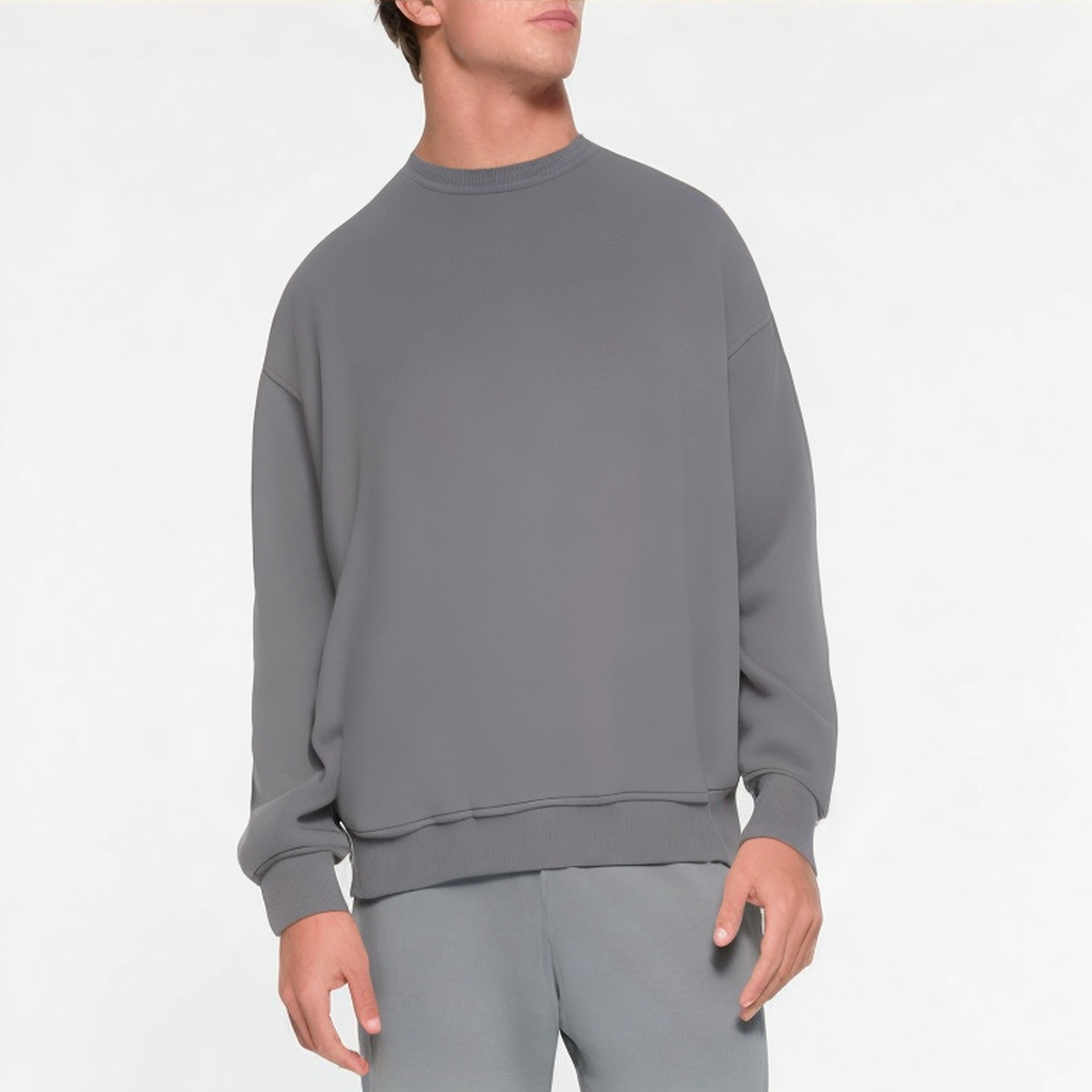 Gray long-sleeve knitted men's sweatshirt