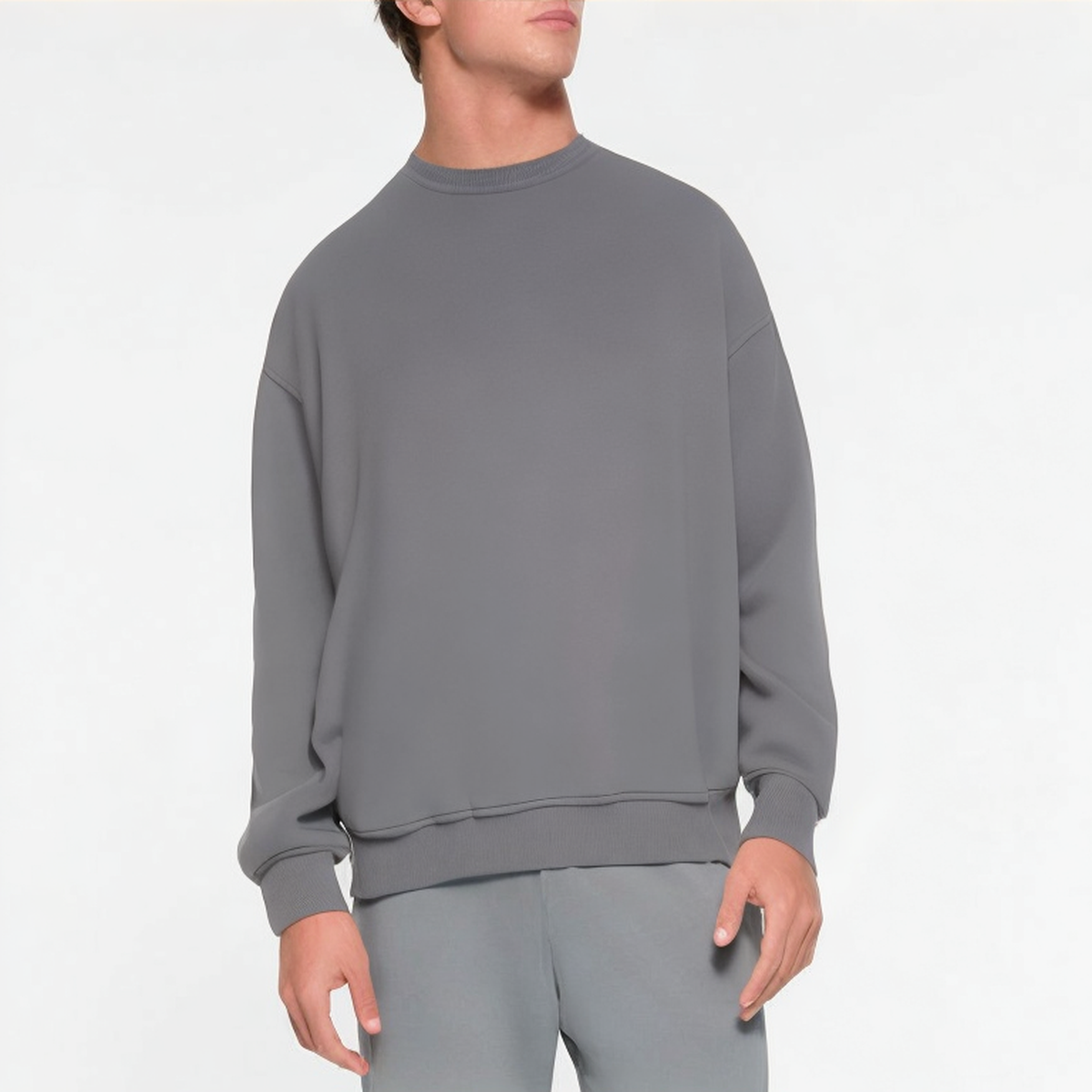 Gray long-sleeve knitted men's sweatshirt