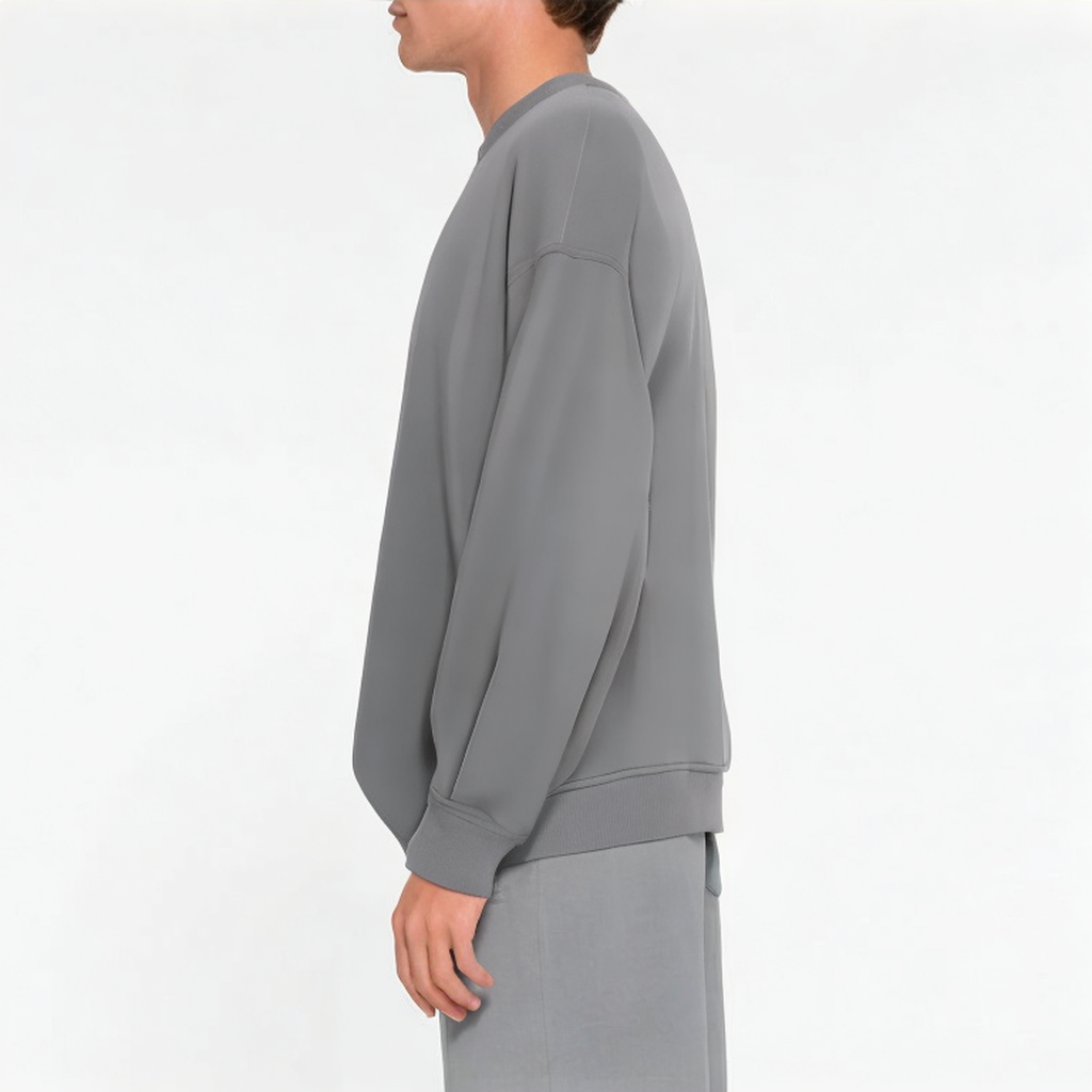 Gray long-sleeve knitted men's sweatshirt