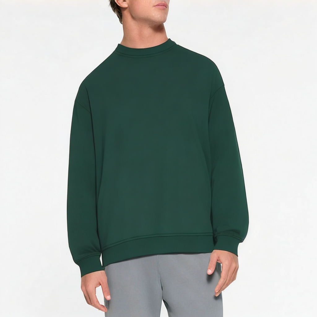 Green pullover crew neck men's sweatshirt