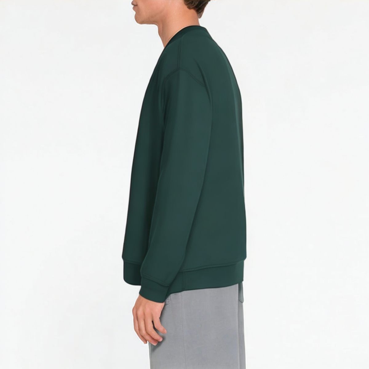 Green pullover crew neck men's sweatshirt
