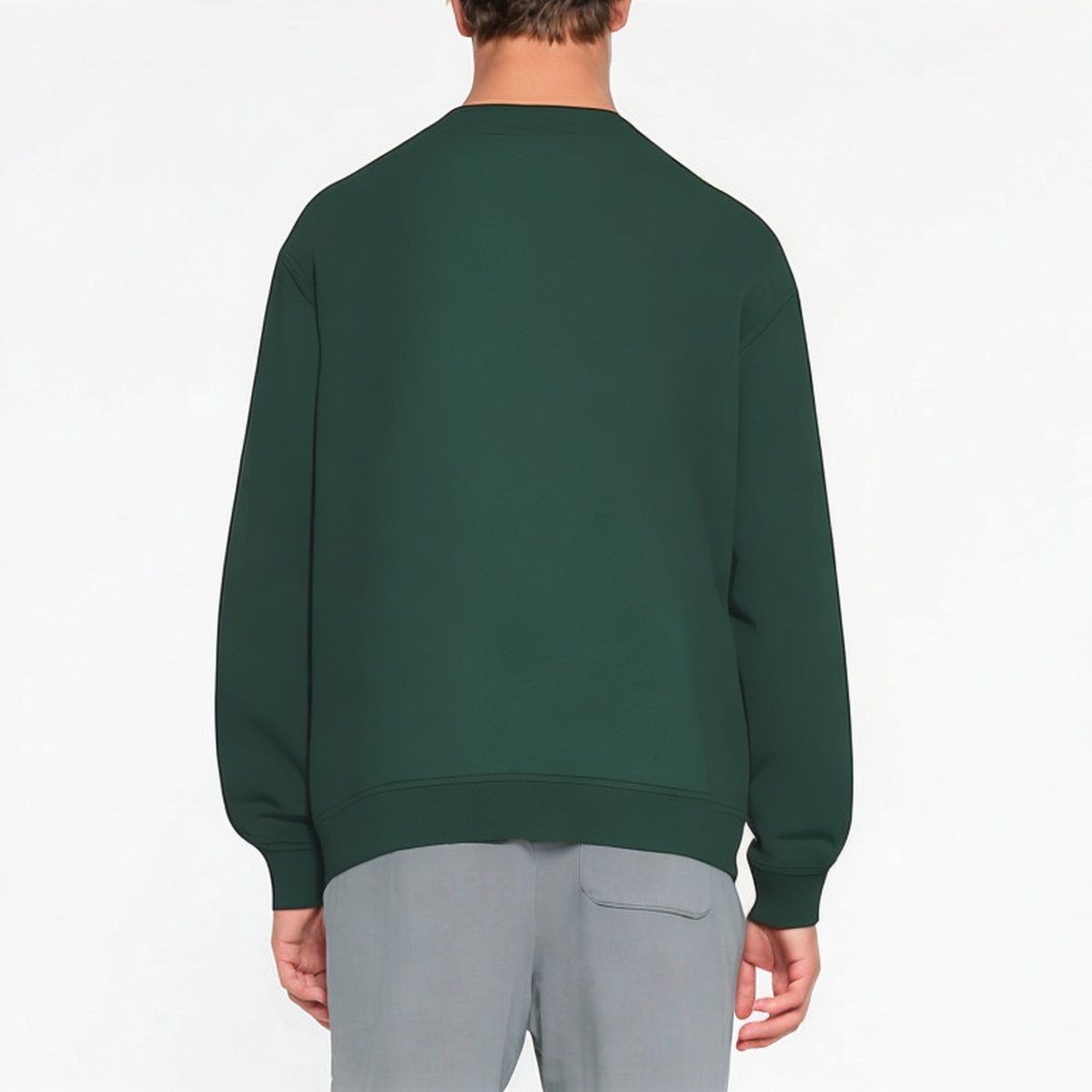 Green pullover crew neck men's sweatshirt