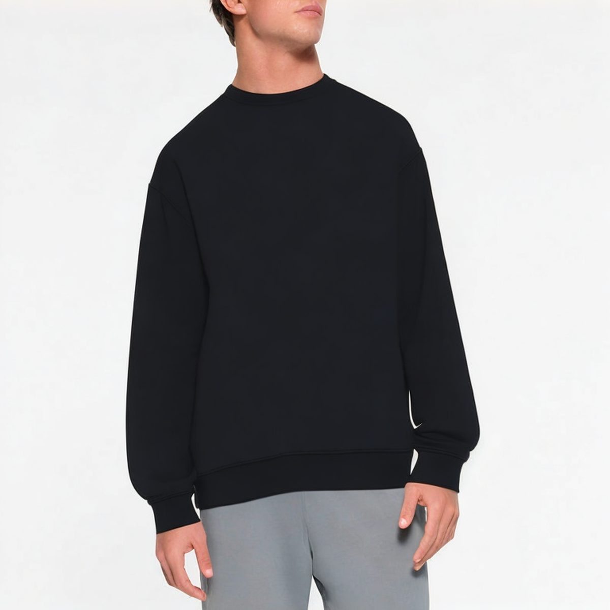 Black crew neck long sleeve men's sweatshirt
