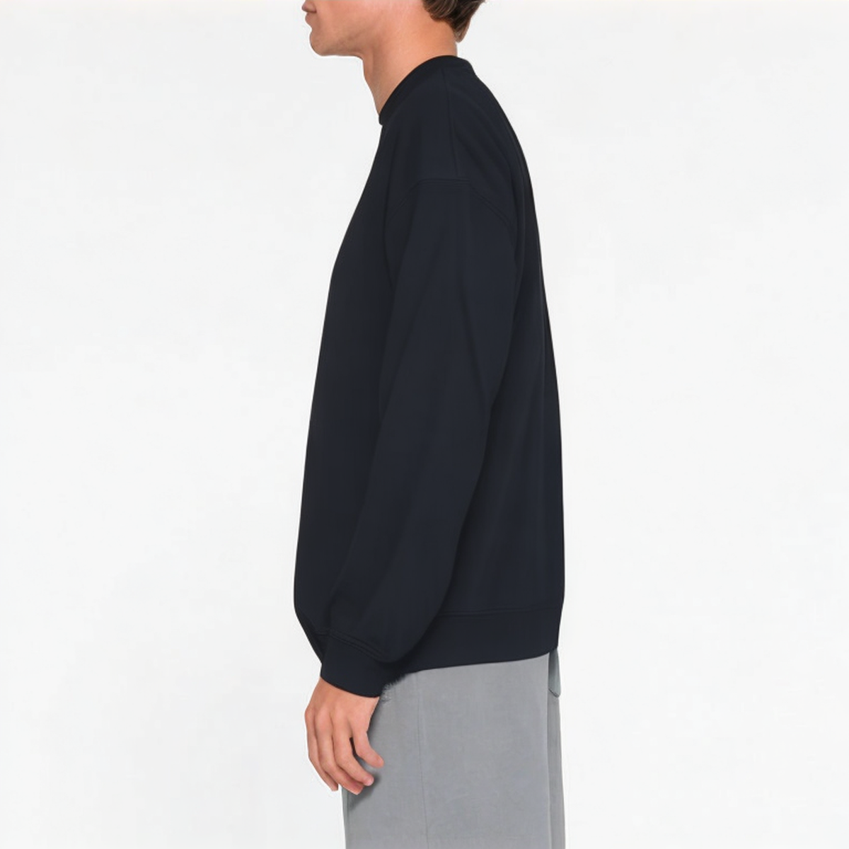 Black crew neck long sleeve men's sweatshirt