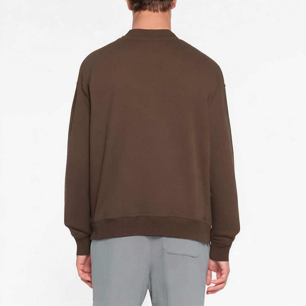 Brown thickened crew neck men's sweatshirt