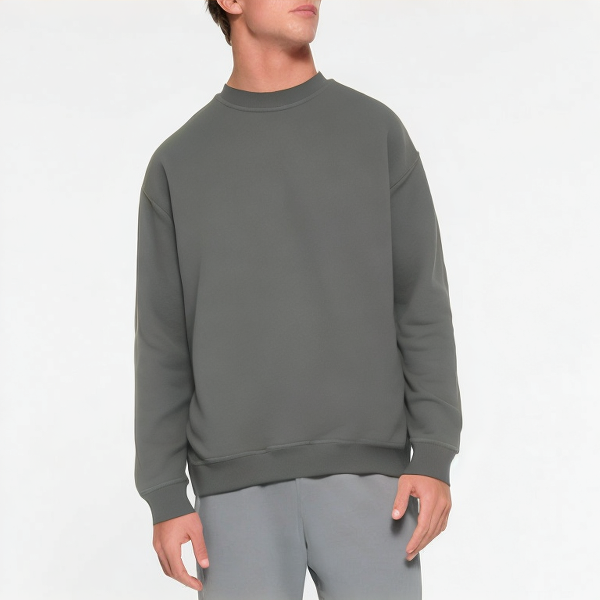 High quality gray crew neck men's sweatshirt