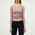 Pink lightweight women's tight long-sleeved T-shirt