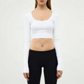 White square neck women's tight long sleeve T-shirt