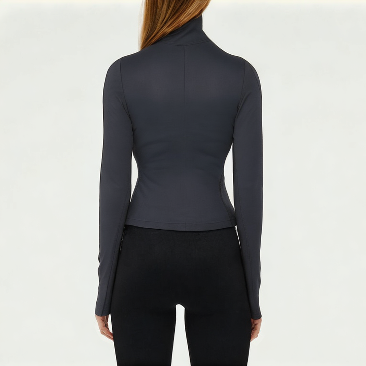 Black tie-dye women's tight long sleeve T-shirt