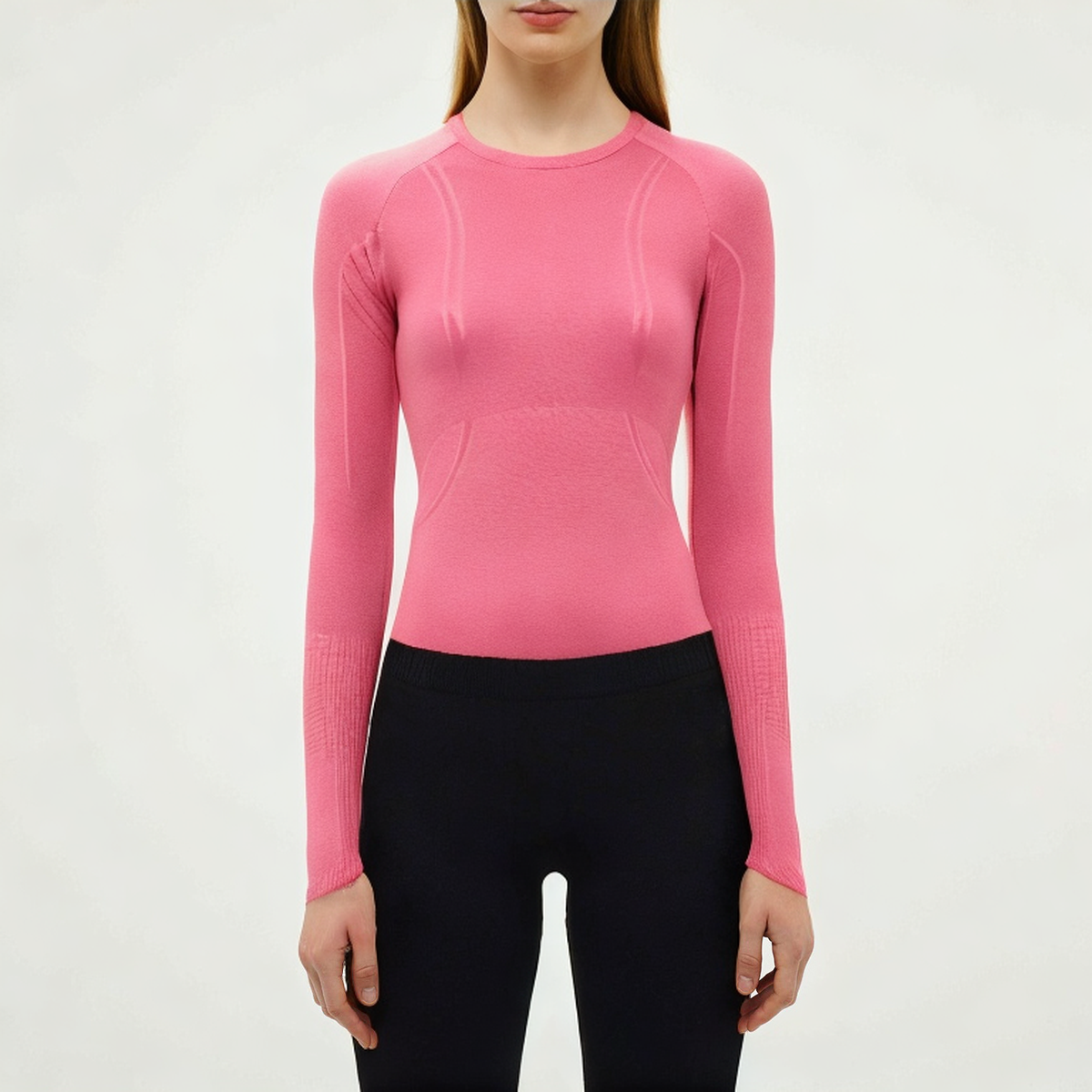 Round neck breathable women's tight long sleeve T-shirt