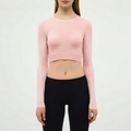 Pink seamless women's tight long sleeve T-shirt