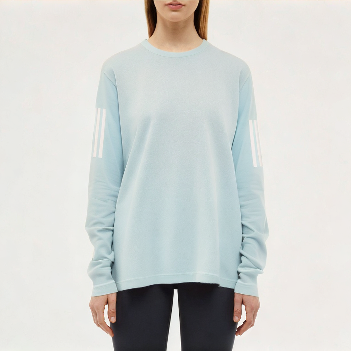 Blue breathable women's loose long-sleeved T-shirt