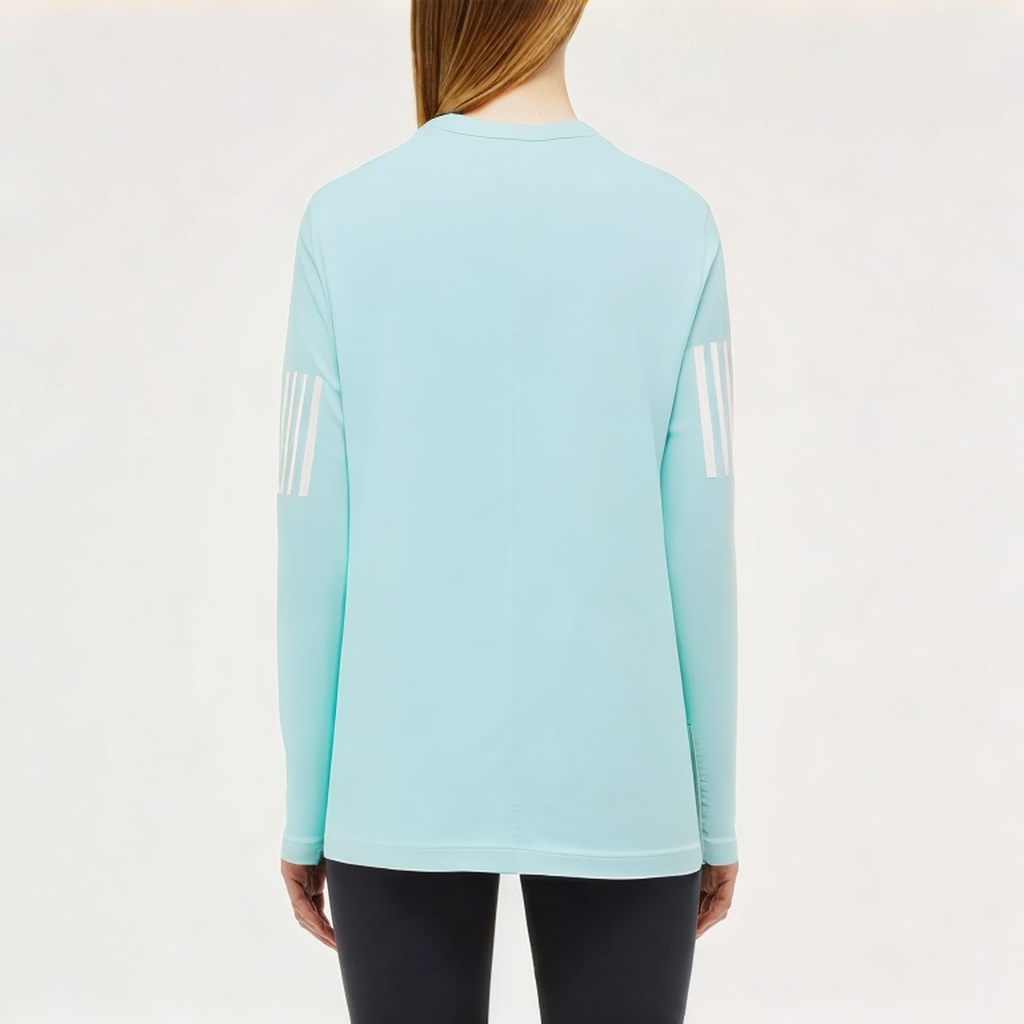 Blue breathable women's loose long-sleeved T-shirt