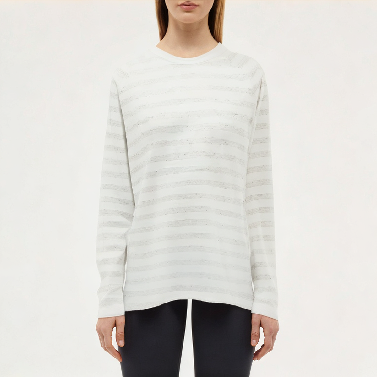 Striped round neck women's loose long-sleeved T-shirt