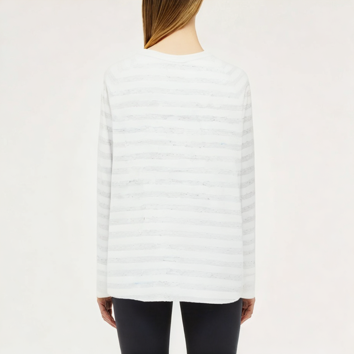 Striped round neck women's loose long-sleeved T-shirt