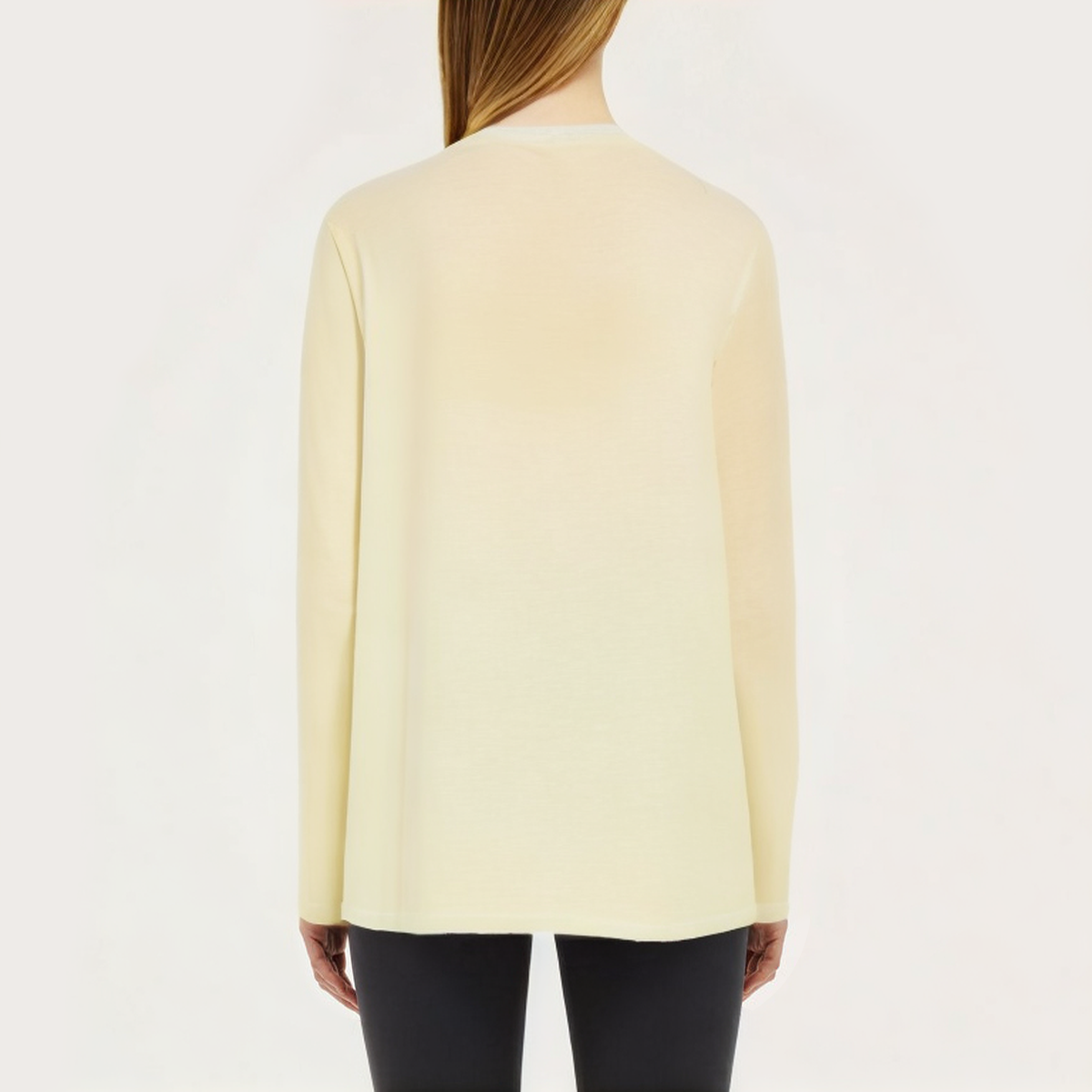 Yellow V-neck ladies loose long-sleeved T-shirt