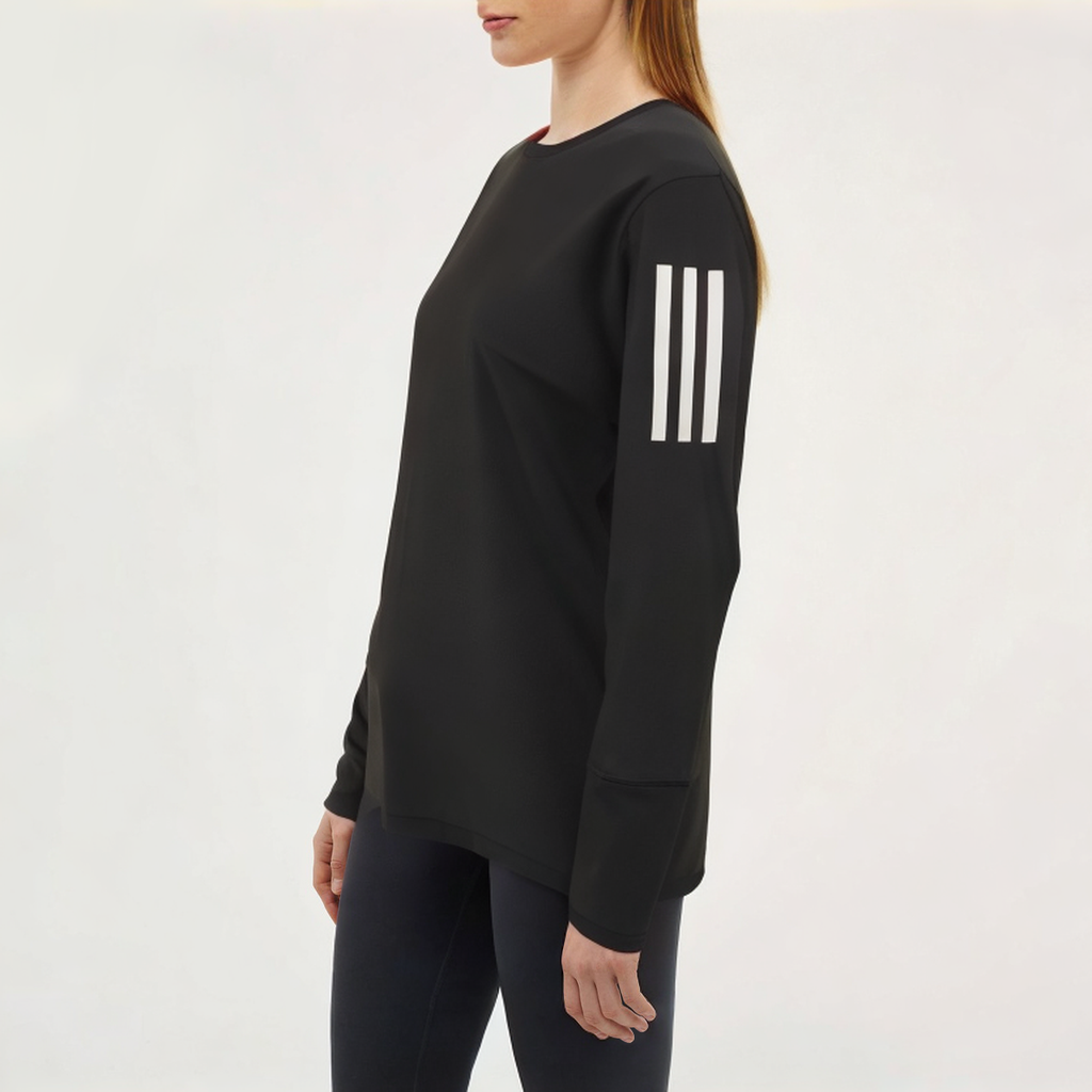 Black breathable women's loose long-sleeved T-shirt