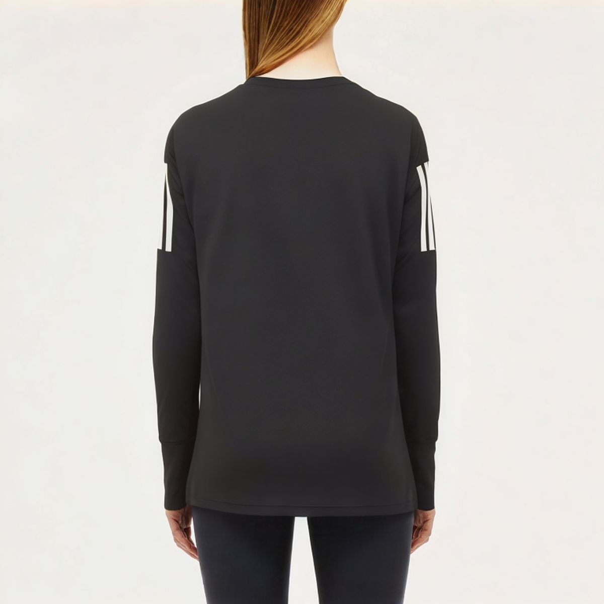 Black breathable women's loose long-sleeved T-shirt