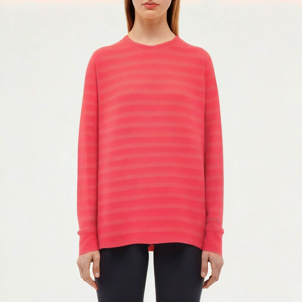 Striped breathable women's loose long-sleeved T-shirt