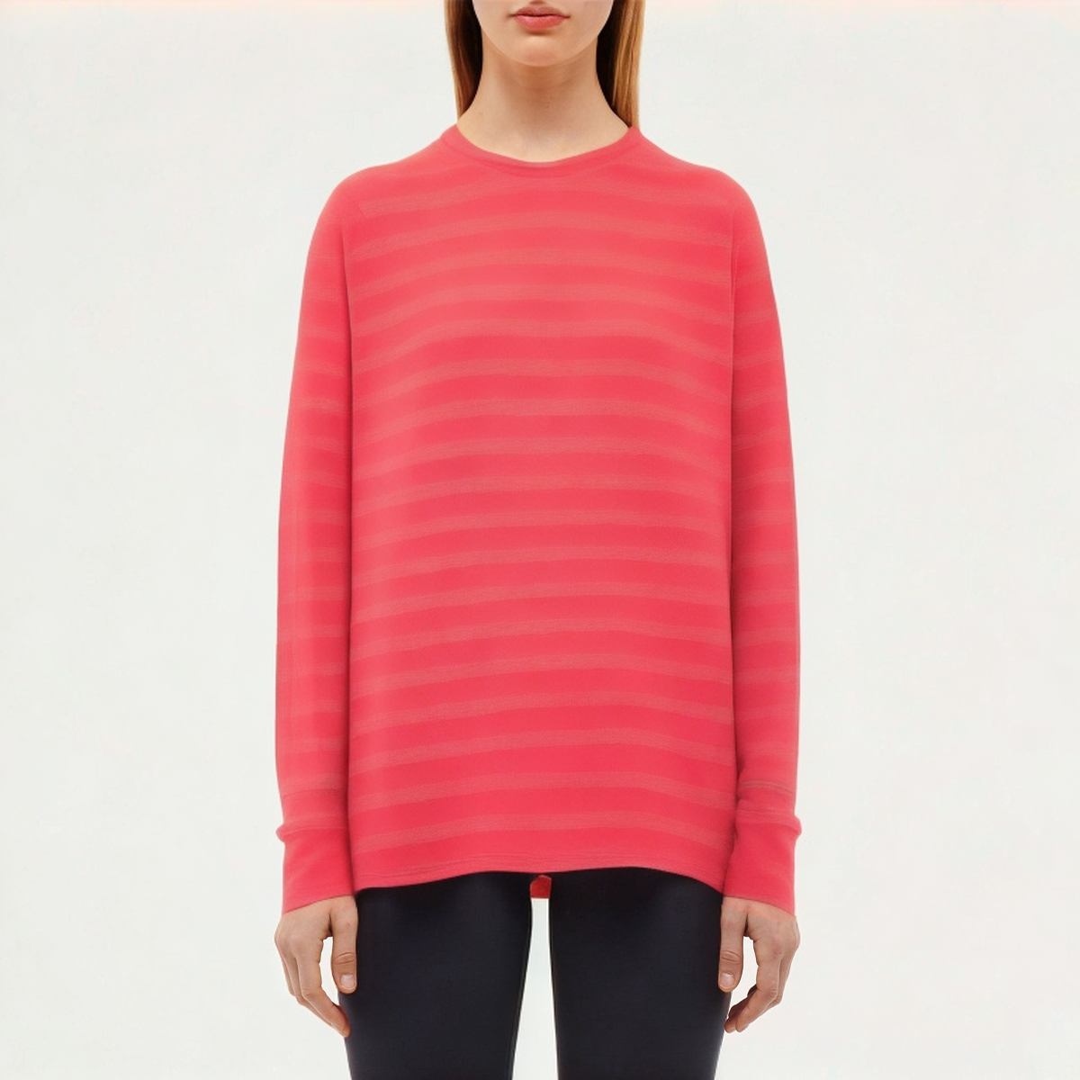 Striped breathable women's loose long-sleeved T-shirt