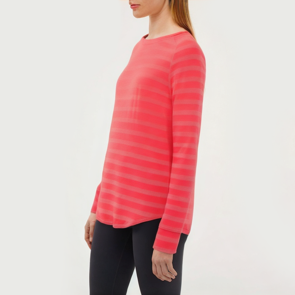 Striped breathable women's loose long-sleeved T-shirt