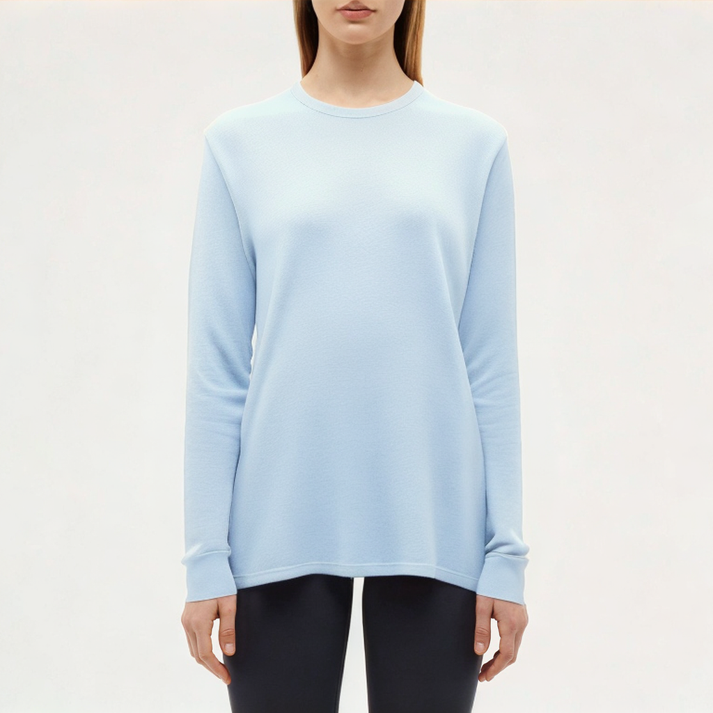 Blue quick-drying ladies loose long-sleeved T-shirt