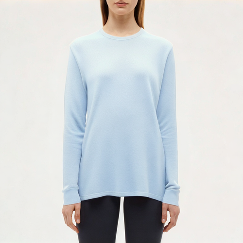 Blue quick-drying ladies loose long-sleeved T-shirt