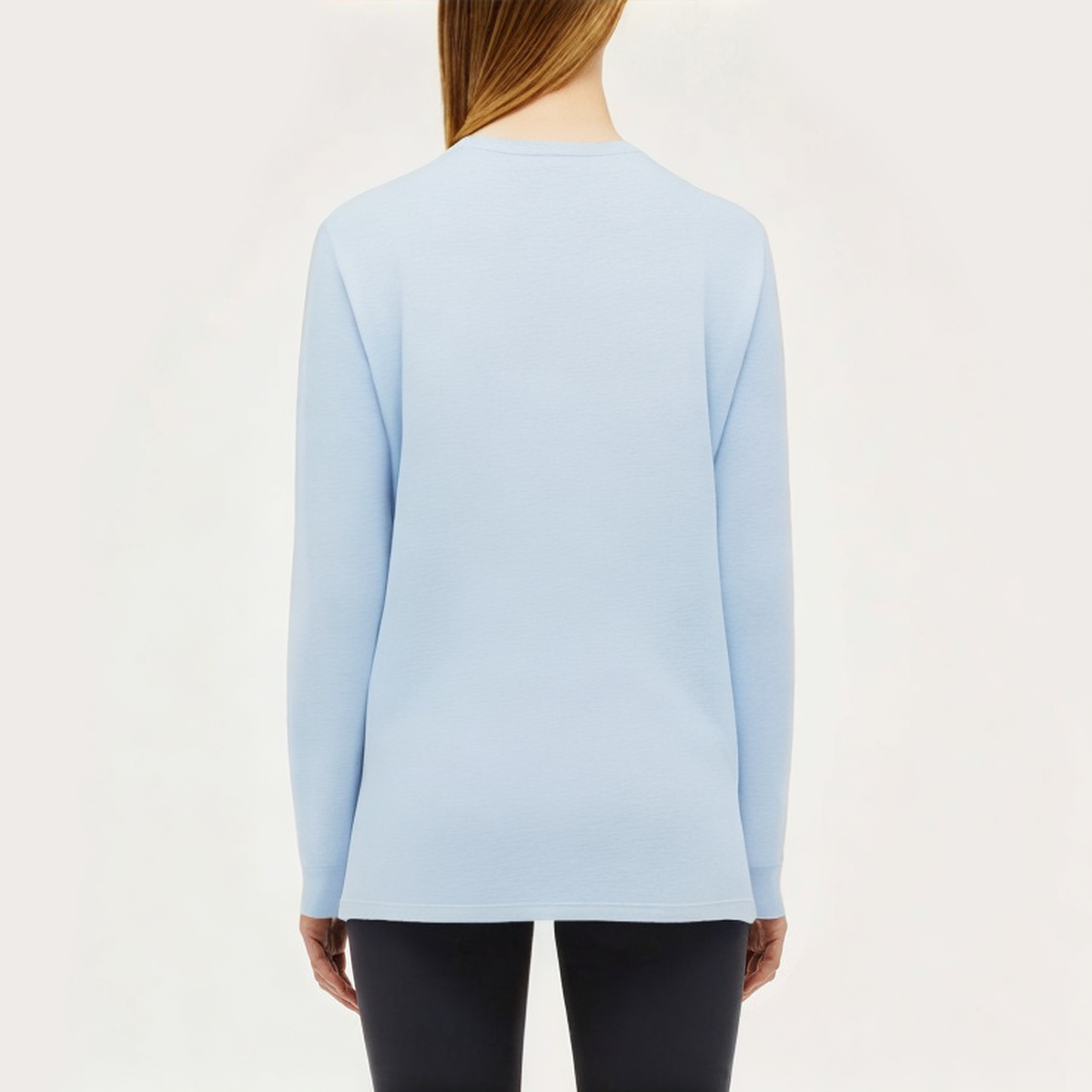 Blue quick-drying ladies loose long-sleeved T-shirt