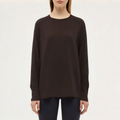 Black cotton women's loose long-sleeved T-shirt