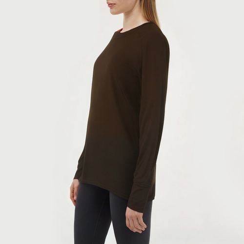 Black cotton women's loose long-sleeved T-shirt