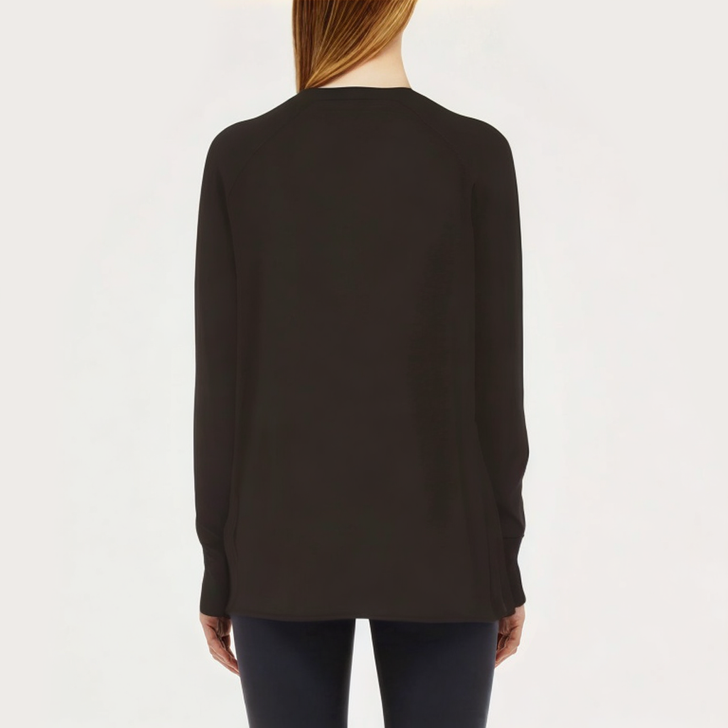 Black cotton women's loose long-sleeved T-shirt