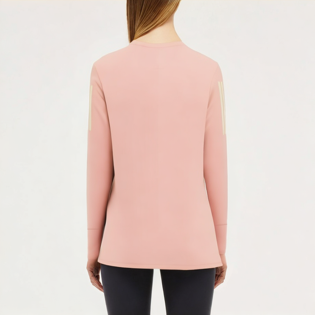 Pink round neck women's loose long-sleeved T-shirt