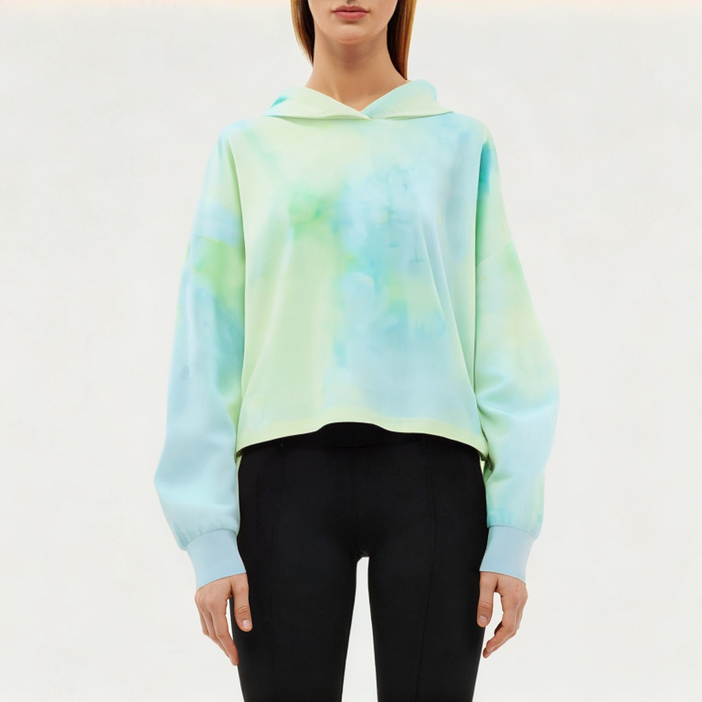 Tie dye hooded women's sports sweatshirt