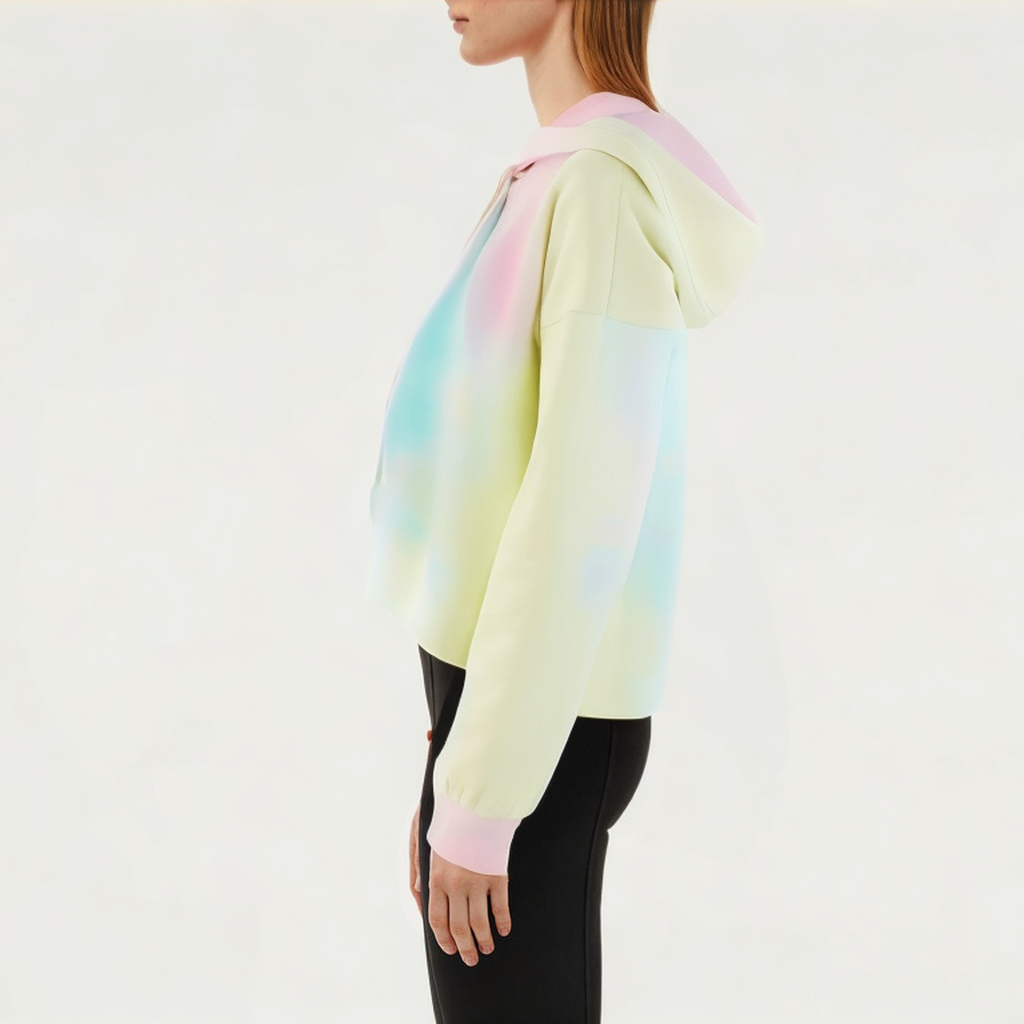 Tie dye hooded women's sports sweatshirt