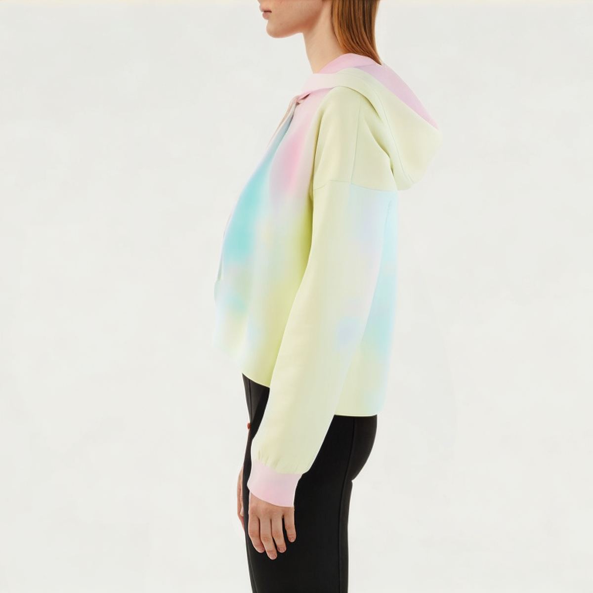 Tie dye hooded women's sports sweatshirt