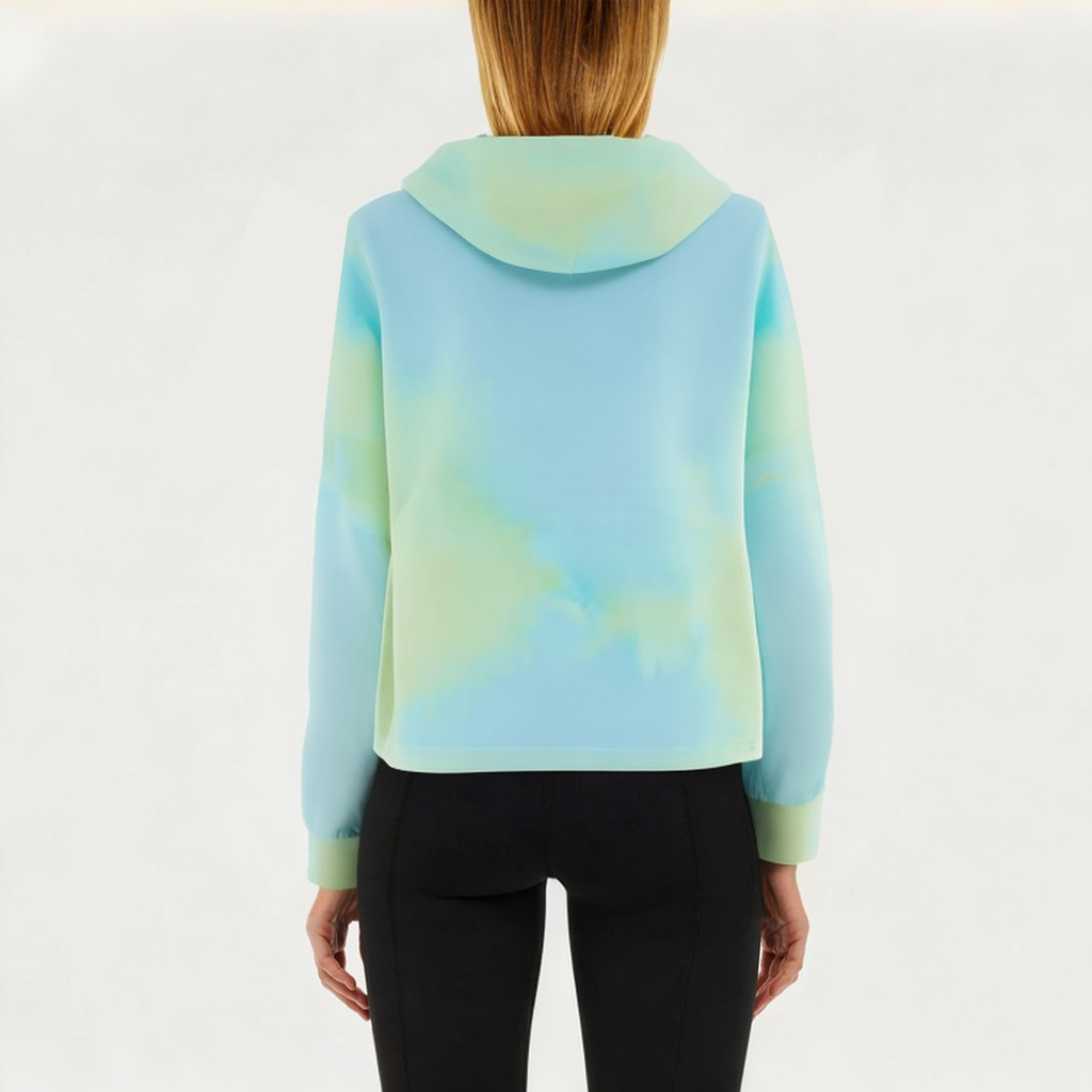 Tie dye hooded women's sports sweatshirt