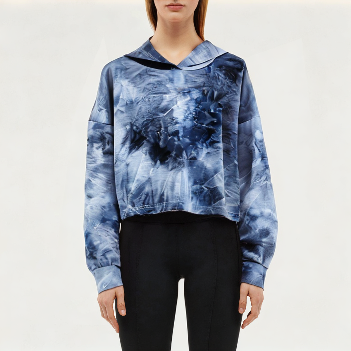 Tie-dyed cotton women's sports sweatshirt