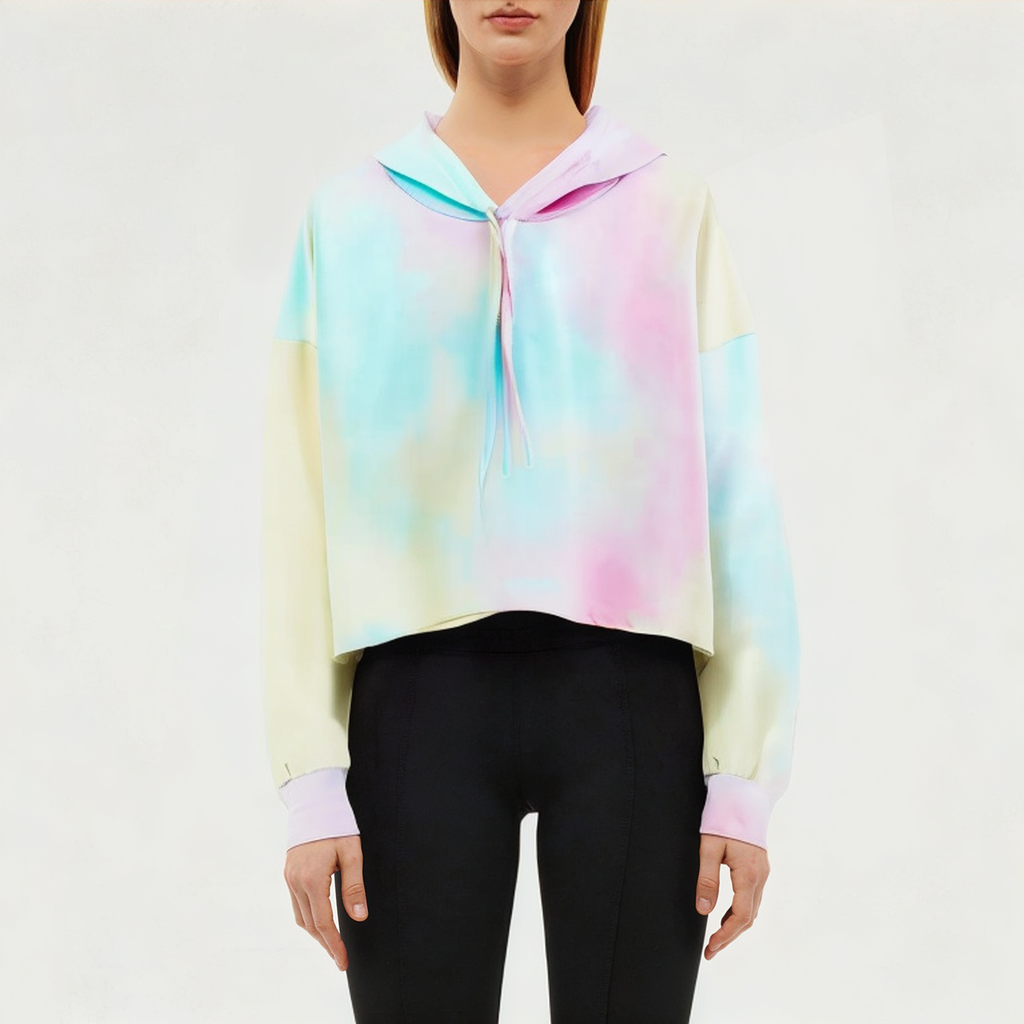 Colorful tie-dye women's sports sweatshirt
