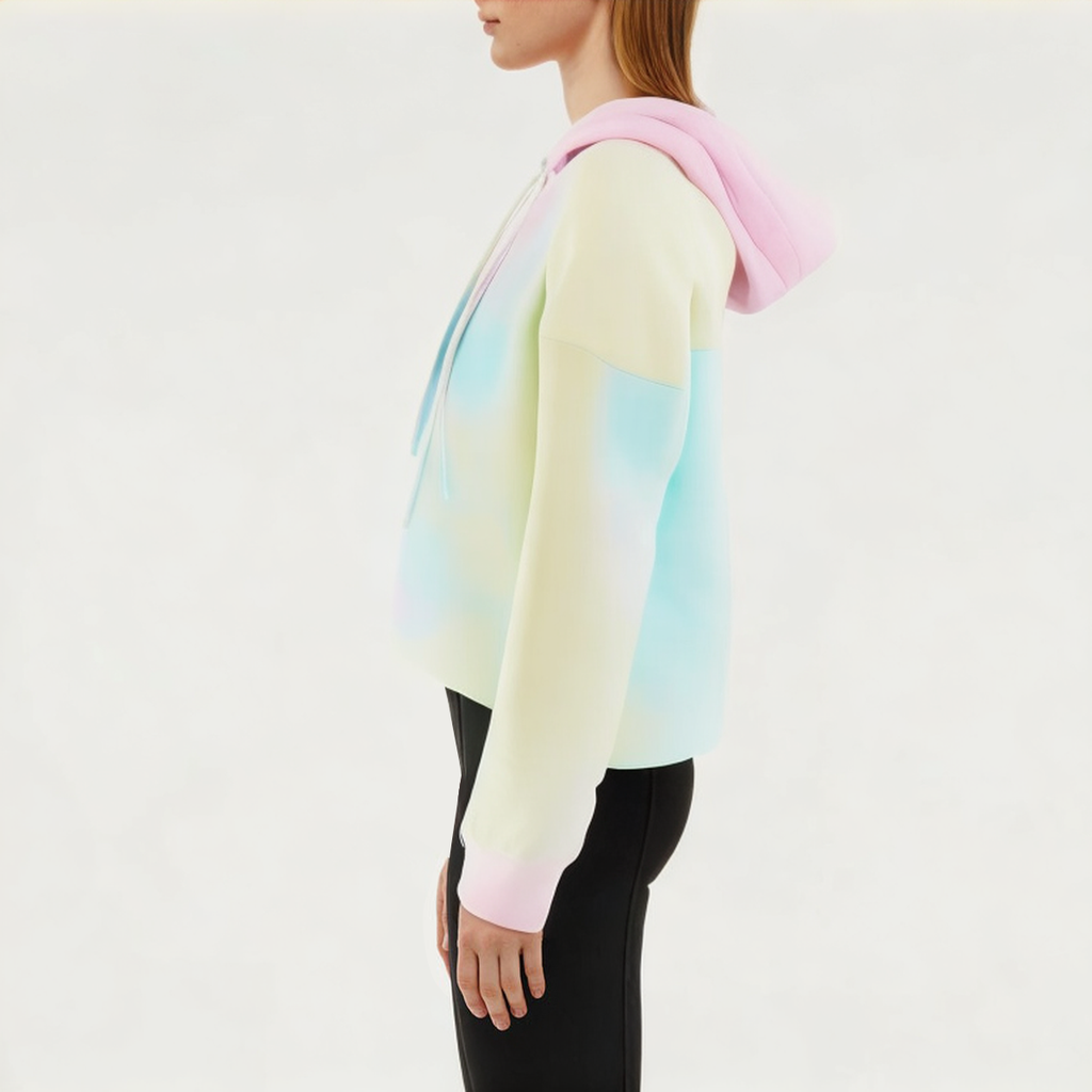 Colorful tie-dye women's sports sweatshirt