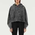 Gray acid wash women's sports sweatshirt