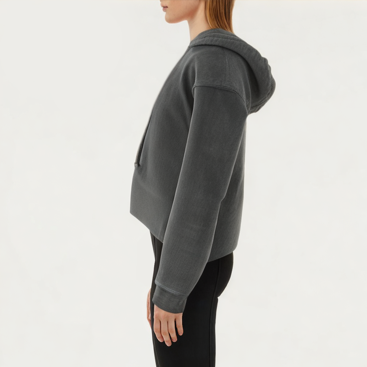 Gray acid wash women's sports sweatshirt