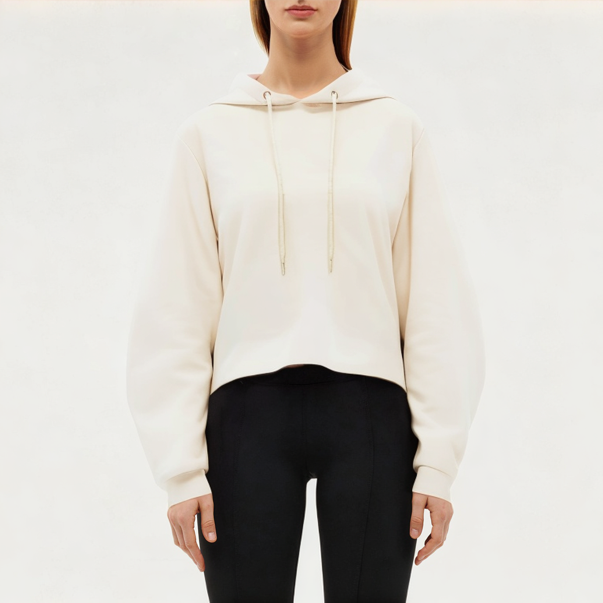 Beige cotton women's sports sweatshirt