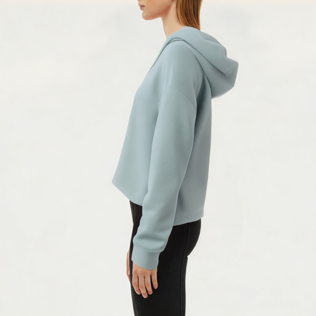 Loose women's sports sweatshirt with hood