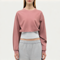 Pink cotton women's loose long-sleeved T-shirt