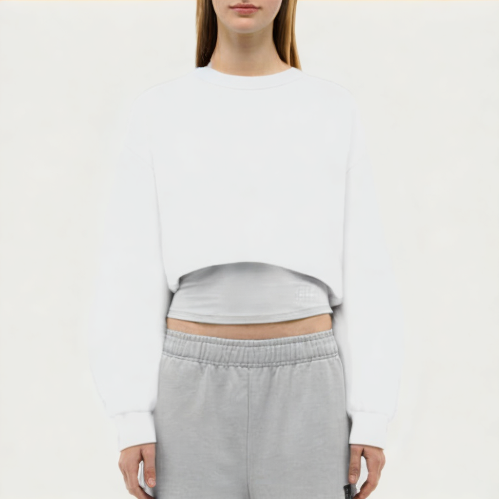 White anti-wrinkle women's loose long-sleeved T-shirt