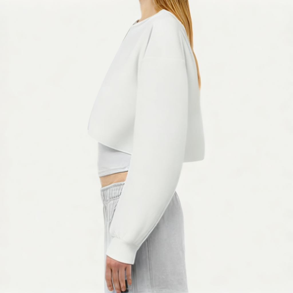 White anti-wrinkle women's loose long-sleeved T-shirt