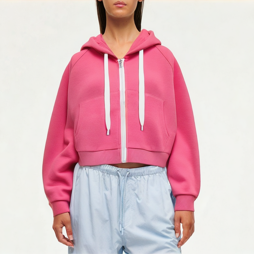 Casual hooded women's sweatshirt jacket