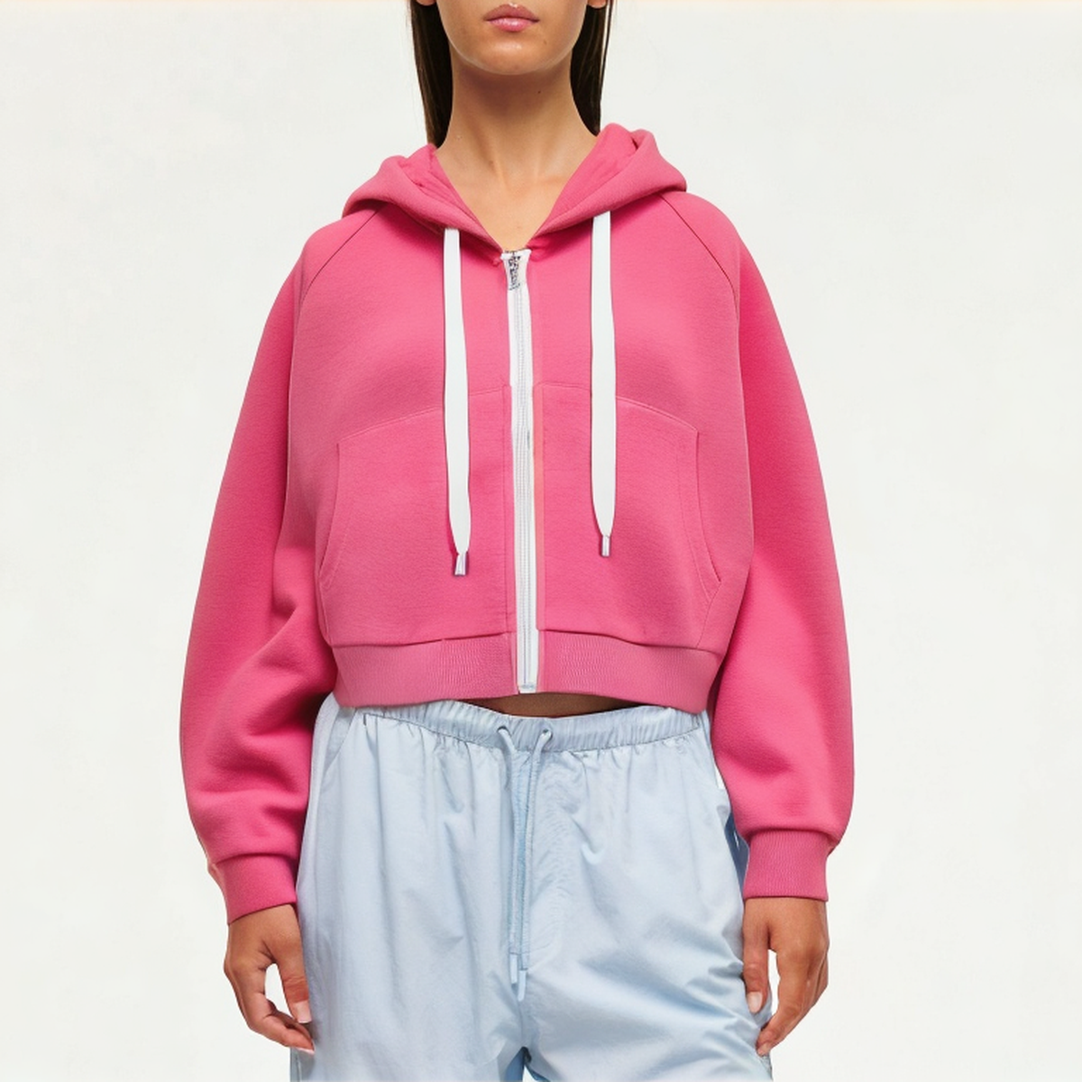 Casual hooded women's sweatshirt jacket