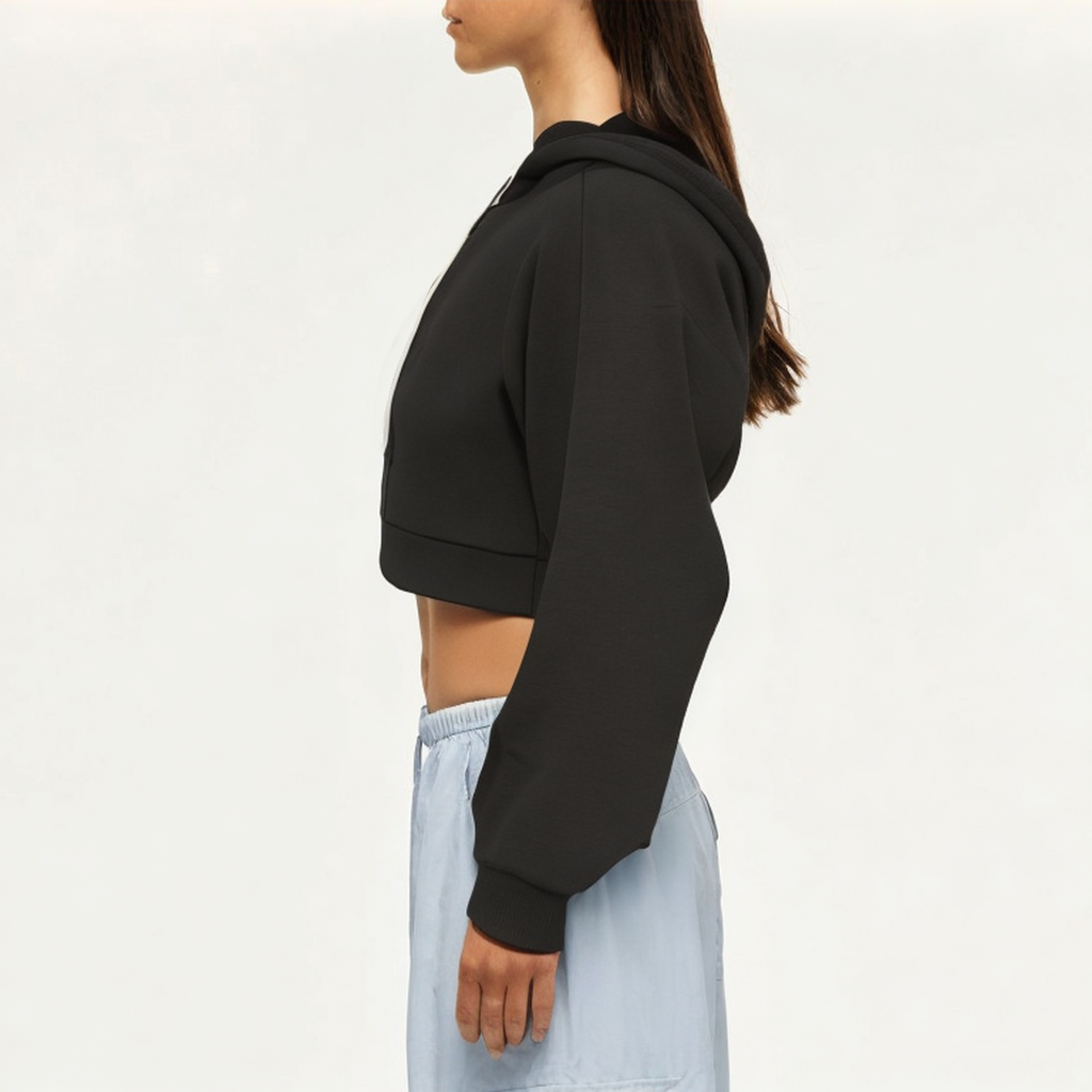 Black high stretch women's sweatshirt jacket