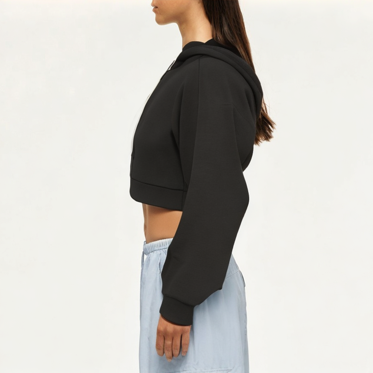 Black high stretch women's sweatshirt jacket